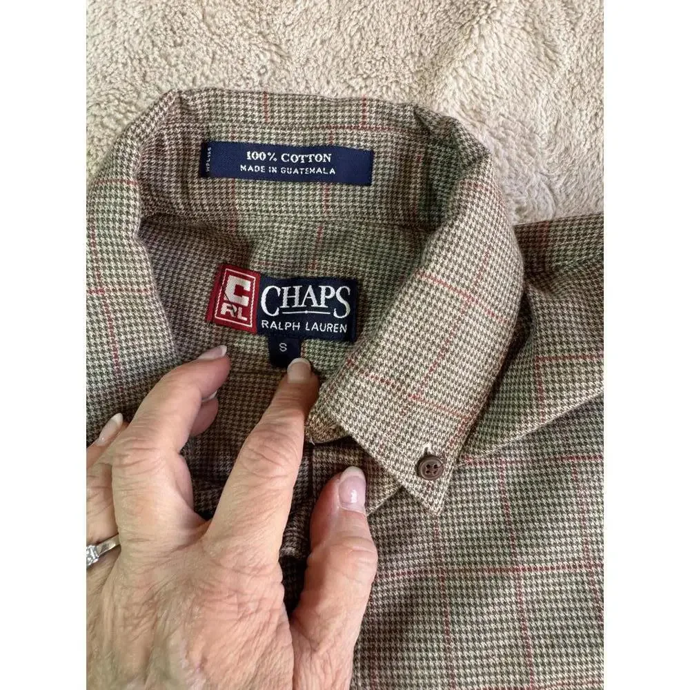 Chaps Men's‎ Long Sleeve Button-Up Shirt with Crest Logo Size Small